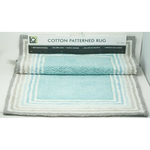 Living Quarters 100 Cotton Race Pattern Bath Rug Ocean 24" x 40