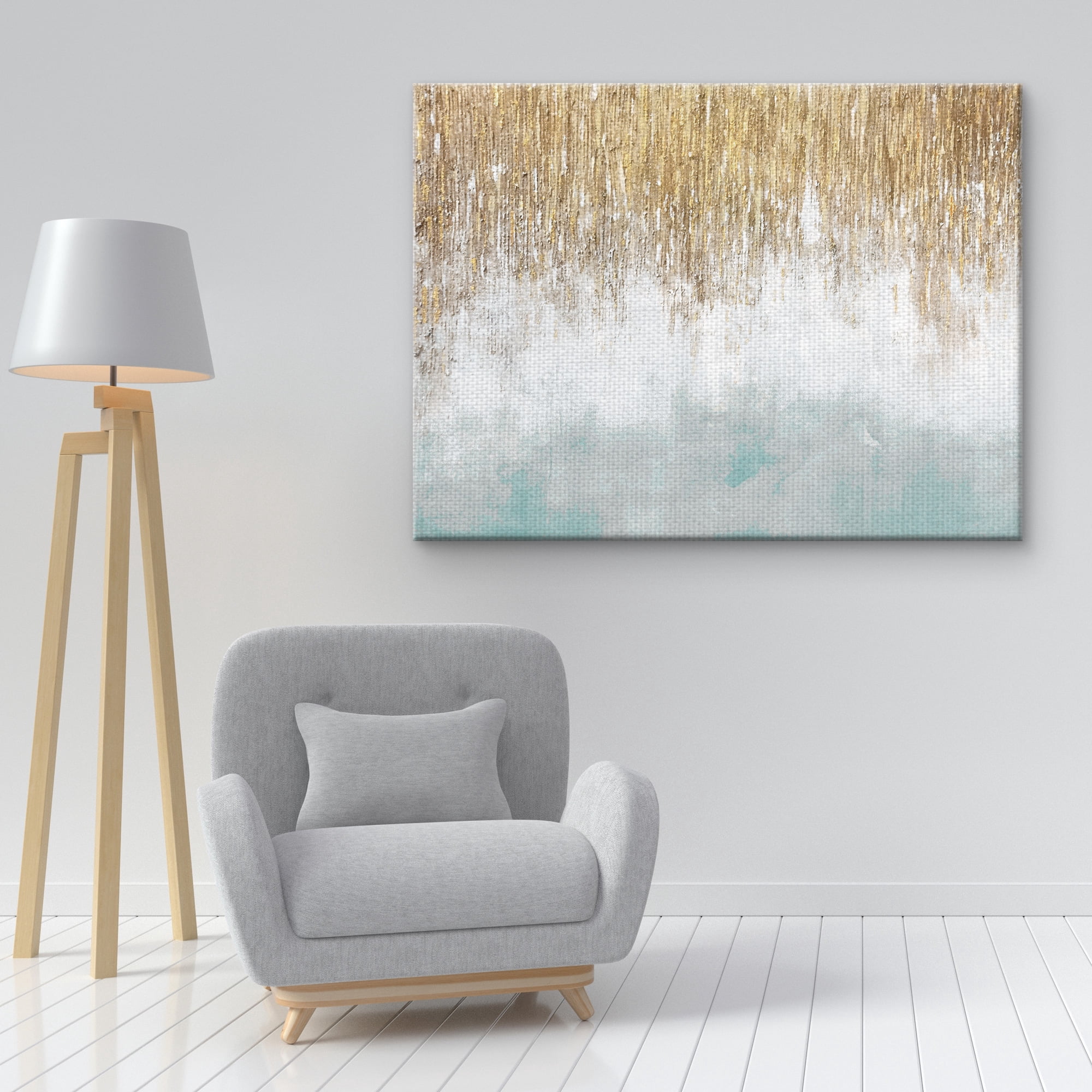 Masterpiece Art Gallery Sage Blue & Gold Shimmer Abstract by Willowbrook Fine Art Canvas Art Print 30" x 40"