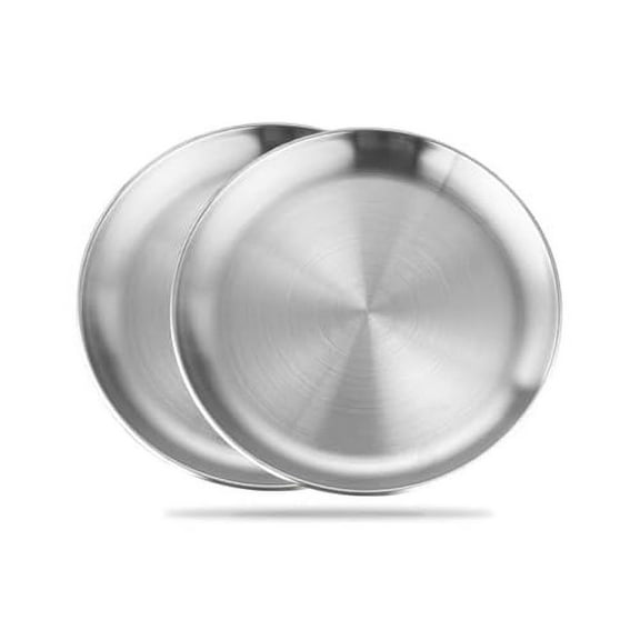 Soro Essentials Aluminum 18? Coupe Style Pizza Tray Set of 2, Silver