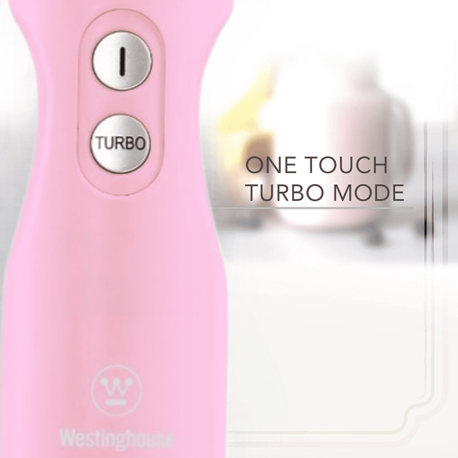 Westinghouse Hand Blender - 5-Speed Immersion Blender with Turbo Function, Stainless Steel Blades & Rod, 500W Power, Detachable Easy Clean Design, Best for Smoothies & Soups - Retro Appliance, Pink