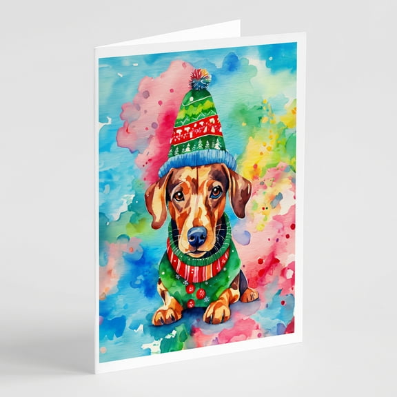 Dachshund Christmas Greeting Cards Pack of 8 7 in x 5 in