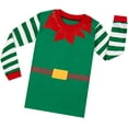 thumbnail image 2 of Elowel Family Matching Christmas Pajamas - Green Elf 2-Piece PJ Set 100% Cotton, 2 of 2