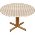 thumbnail image 1 of Round Fitted Tablecloth 54 Inch, Beige Gingham Fitted Round Table Cover Fitted Tablecloth Waterproof Table Cloth Farmhouse Tablecloth for Kitchen Dinning Tabletop Outdoor, 1 of 1