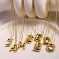 thumbnail image 4 of PAURO Initial Bubble Necklaces for Women A-Z Letter Name Gold Plated Stainless Steel Chunky Pendant Personalized Statement Delicate Alphabet Charm Elegant Dainty Jewelry Gold Letter F, 4 of 6