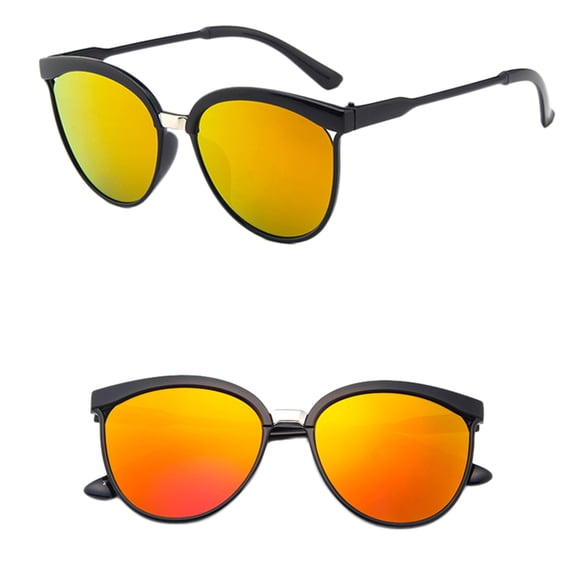 Polarized Oversized Cat Eye Sunglasses for Women Men, Retro Round Large Frame Sun Glasses, UV Protection Vintage Fashion Shades for Driving, Travel, Outdoor, Lightweight Eyewear, Yellow