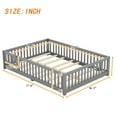 thumbnail image 5 of JOYFULIN Full Size Floor Bed with Slats and Fence for Kids, Solid Wood Montessori Floor Bed with Door and Safety Guardrails for Girls, Boys, No Box Spring Needed, Gray, 5 of 8