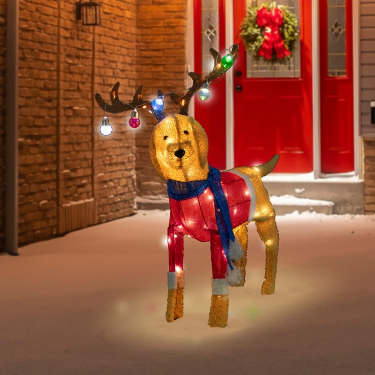 Northlight 36.5 LED Lighted Dog Wearing Antlers Christmas Outdoor Yard Decoration