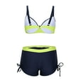 thumbnail image 5 of Women's Fashion Two-piece Bikini Boxers Swimsuit Solid Color Sports Swimsuit, 5 of 7