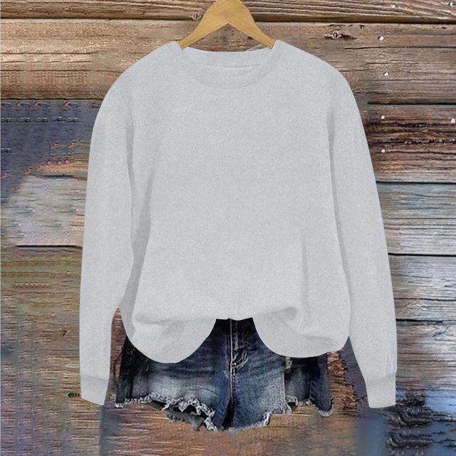 Sudadera De Manga Larga Y Cuello Redondo Para Mujer, Color Liso, 100 Algodn, Talla S, Corte Suave, Ideal Para Salidas Informales O Para Usar En Capas En Climas Frescos, Paquete De 1, Ukhbmc