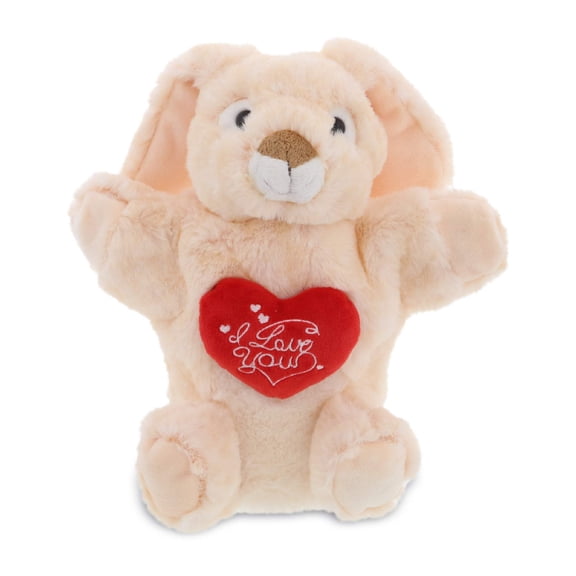 DolliBu I Love You Shirt Rabbit Plush Hand Puppet - 9 inches, Unisex
