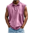 thumbnail image 2 of LODIENY Tank Tops for Men Summer Sleeveless Henley Shirts Vintage Distressed Washed V Neck Button Muscle T-Shirts Loose Fit Casual Athletic Workout Collared Tees Vest Pink M, 2 of 6