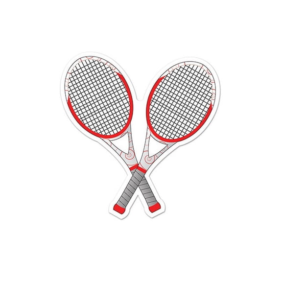 Club Pack of 12 Red and White Tennis Racquet Cutouts 10"