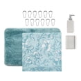 thumbnail image 3 of Mainstays 16-Piece Blue Floral Shower Curtain Bathroom Set – Fabric Curtain with Rug, Hooks, Soap Dispenser & Tray, 3 of 16