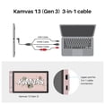 thumbnail image 2 of Cable USB-C 3 en 1 para tableta de dibujo HUION Kamvas 13 (Gen 3), 2 of 3