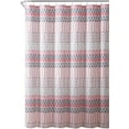 thumbnail image 6 of Serafina Home Grey, Beige, Coral, And Pink Bohemian Geometric Stripe Fabric Shower Curtain, 6 of 6