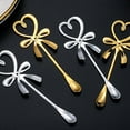 thumbnail image 2 of Destyer Coffee Lovers Essential Stainless Steel Spoon Easy To Clean Bow Knot Heart Shaped Mini Spoons Silver, 2 of 6