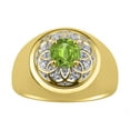 thumbnail image 1 of RYLOS Men's Rings 14K Yellow Gold Designer Gypsy 7MM Round Gemstone & Diamond Ring Peridot August Birthstone Rings Size 11, 1 of 6