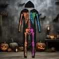 thumbnail image 5 of XUNHAO Matching Family Outfit Parent Child Colorful Skeleton Printed Hooded Zipper Home Jumpsuit Family Picture Outfits, 5 of 6
