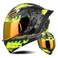 thumbnail image 3 of Casco de motocicleta para hombre aprobado por DOT, cascos abatibles con doble lente, casco de motocicleta retro vintage de cara completa, casco modular con doble lente, 3 of 5