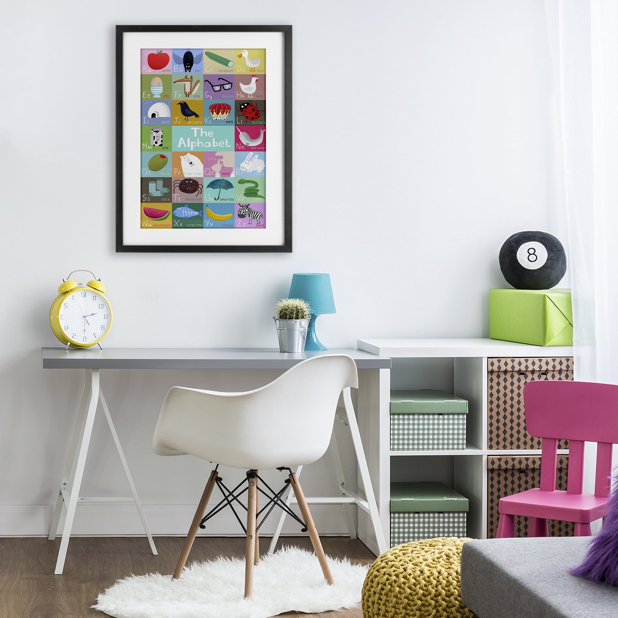 Stupell Industries First Words Alphabet Black Framed Print Under Glass, design by Carla Daly