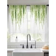 thumbnail image 2 of Green Sheer Curtains 45 Inch Length 2 Panels Set, Summer Botanical Leaves Watercolor Voile Window Treatment Rod Pocket Small Kitchen Curtains Drapes for Bedroom 52"x45"x2, 2 of 7