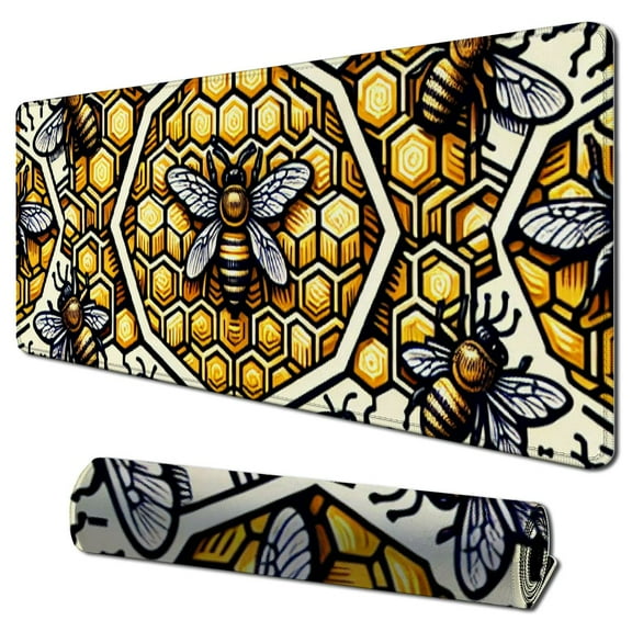 Heated Mouse Pad, XL Electric Warm Desk Pad with  Heating Levels Shut-Off Levels for Computer Keyboard,  Large Safe Desk Mat Hand Warmer for Home Office Work (Honeycomb)