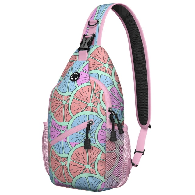 Fresh Lemon Print Travel Sling Backpack, Lightweight and Durable Crossbody Bag with Modern Yellow Fruit Pattern, Cute Floral Design, Perfect for Summer and Daily Commute