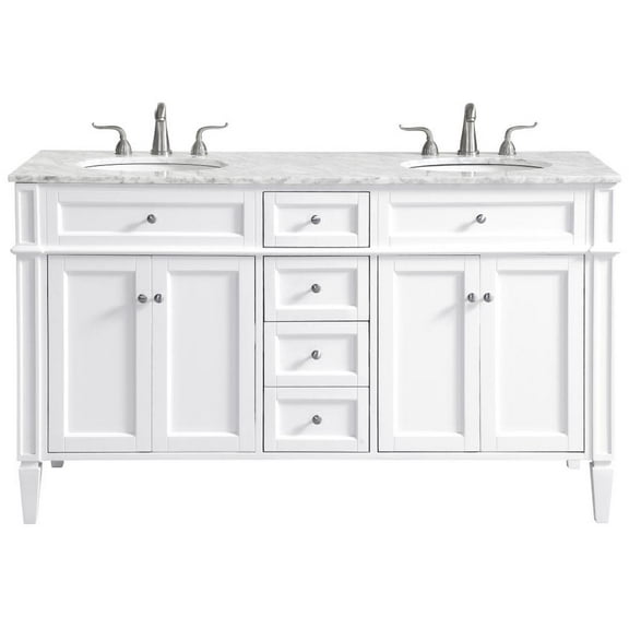 Elegant Lighting Vf12560d Park Avenue 60" Free Standing Double Basin Vanity Set - White