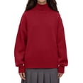 thumbnail image 2 of Pullover Sweaters for Women 2025 Long Sleeve Turtleneck Oversized Plain Basic Knitted Sweater Tops Fall Winter Outfits, 2 of 5
