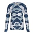thumbnail image 4 of Dagegui Men's Camo Long Sleeve Fall Shirts Casual Crewneck Pullover Shirt Slim-Fit Camouflage Print Athletic Tees Tops Outdoor Vacation Travel T-Shirts Navy S, 4 of 5