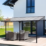 Outsunny 14.5' x 10' Transparent Wall Pergola, UV Blocking Awning, Gray