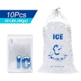 thumbnail image 1 of MYG Large Capacity Transparent Ice Bag with Drawstring, Heavy-Duty PE Material for Cube Holder, Multi-Use for Parties, Travel, and Outdoor Activities, Clear Printed Design, 10-Pack, 1 of 5