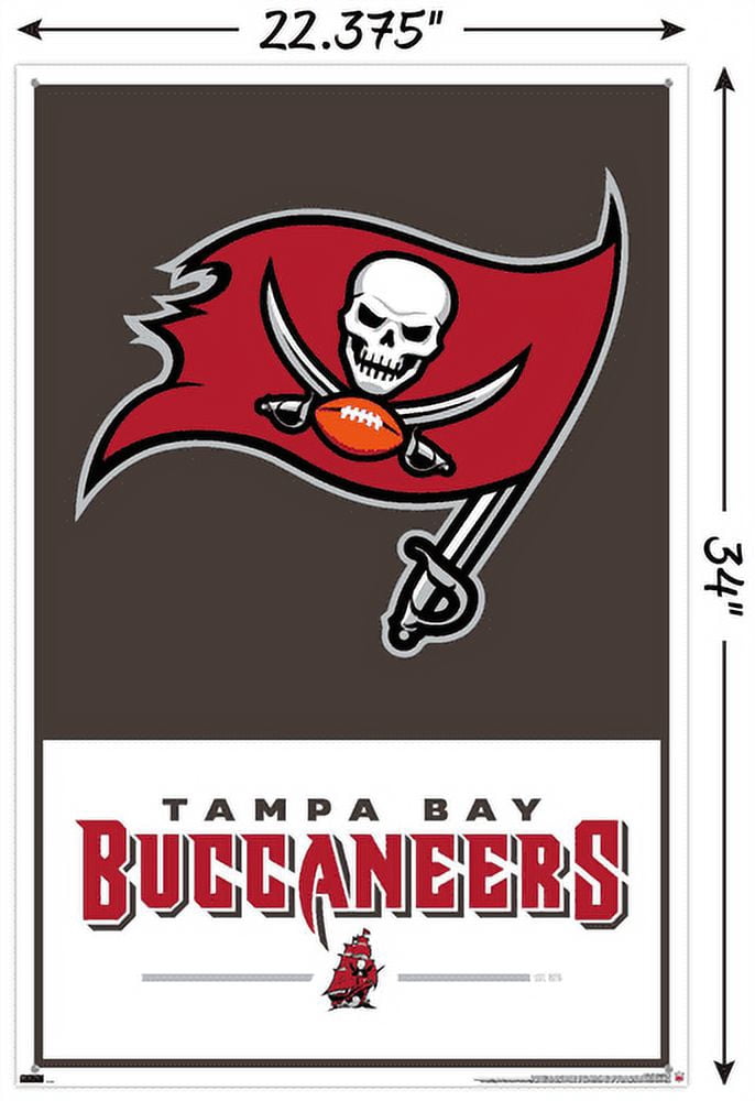 NFL Tampa Bay Buccaneers - Logo 21 Wall Poster with Push Pins, 22.375" x 34"