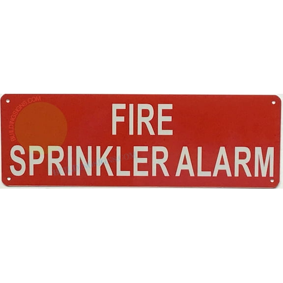 FIRE SPRINKLER ALARM SIGN(4x12,RED,ALUMINUM) -ref19722