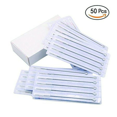 50 Pcs Stainless Disposable Tattoo Needles Sterile Size 5F 7F 9F 11F