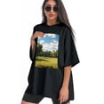thumbnail image 3 of Plus Size Shirt for Women Black Tops for Women Oversized Short Sleeves Shirt for Women Lawn1 T Shirt Crewneck Shirt for Women 3XL, 3 of 5