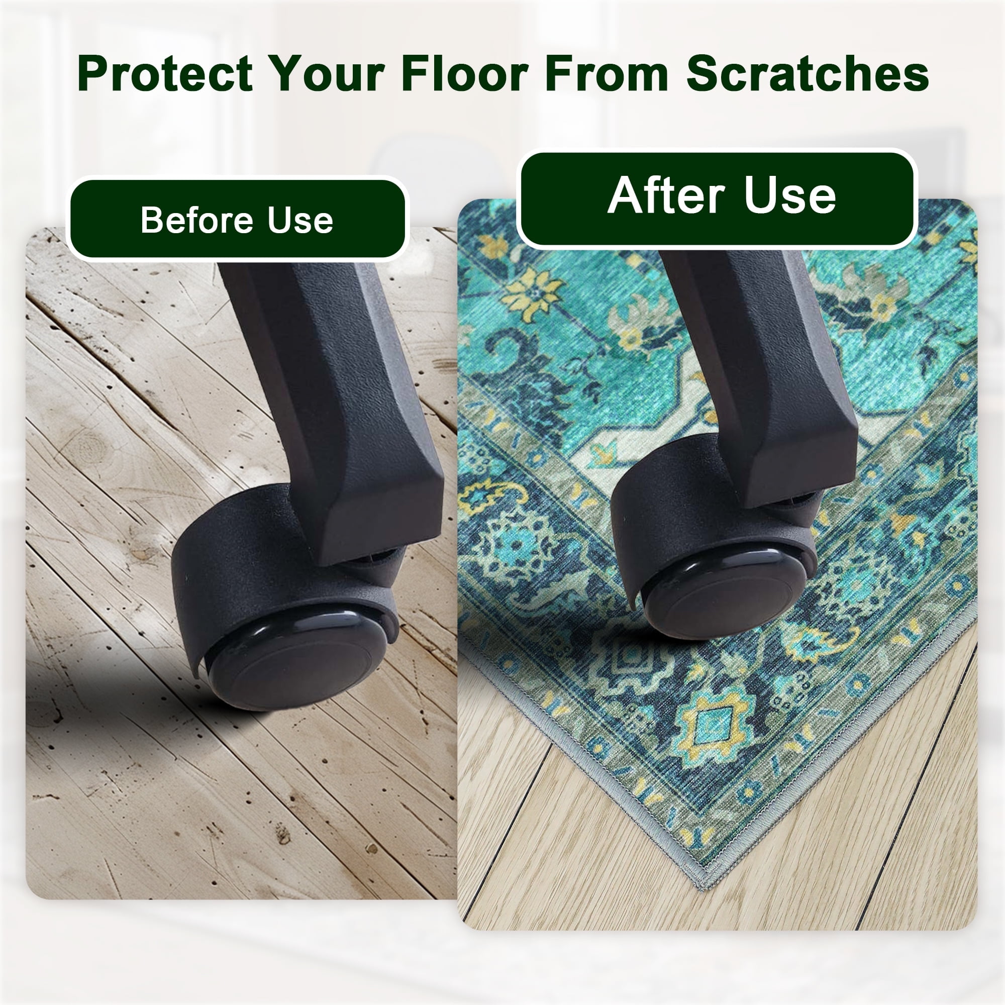 KUETH 36"X 48" Protective Flooring Office Chair Mat for Hardwood Floor and Tile Floor, Heavy Duty Desk Chair Mat for Carpets, Anti Slip Office Floor Mats for Rolling Chairs, Low Pile Under Desk Rug