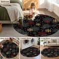 thumbnail image 5 of Round Rug 3.3Ft Washable Non-Slip, Black Snowflake Christmas Circle Area Rugs for Living Room Bedroom, Red Yellow White Snowflake Indoor Floor Mats Carpet Runner for Home Decor Aesthetic, 5 of 8
