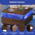 thumbnail image 5 of ModFusion Contemporary Square LED Coffee Table with 2 Drawers & Storage Shelf, Acrylic Center Table for Living Room Home Office, Brown, 5 of 9