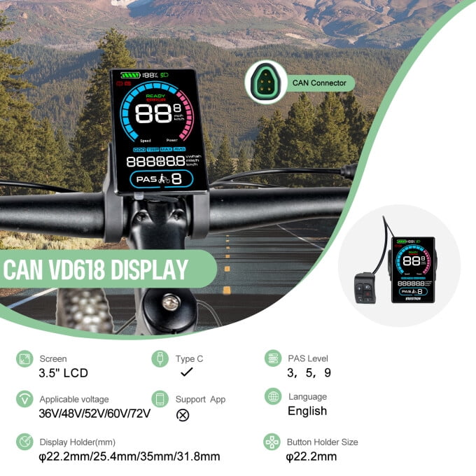BAFANG Ebike Conversion Kit 500W BBS02B 36V Electric Mid Drive Bike Kit 68-73MM Mountain Bike Road Bike VD618 Display (No Battery)