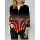 thumbnail image 1 of Tira de rayas con estampado de mujer Blouse V cuello Tops de talla grande S-5XLpangjing, 1 of 4