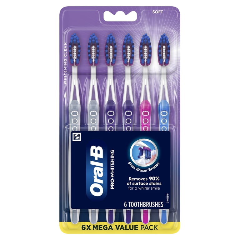 Oral-B Toothbrush Pro Whitening, Soft, 6 Count - Walmart.com