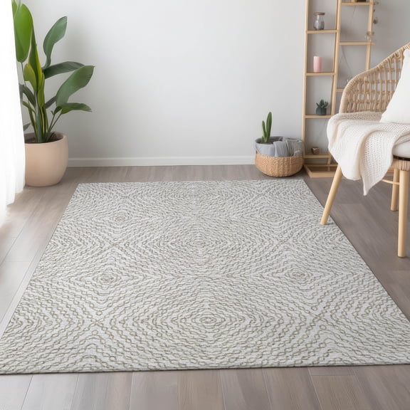 Addison Rugs Mayfield Washable Transitional Chain Links, Geo Linen Rectangle Rug, 10' x 14'