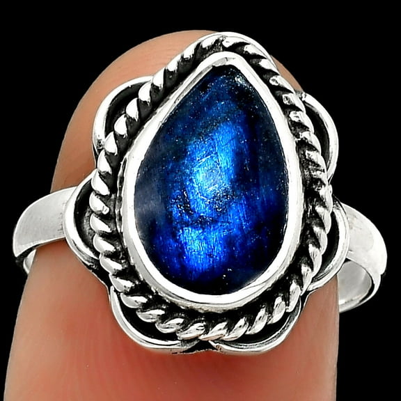 Blue Fire Labradorite - Madagascar 925 Sterling Silver Ring s.7.5 Jewelry R-1101 SDR166669