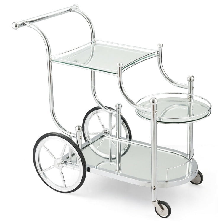 Finihen Rolling Cart, Kitchen Island Cart, Kitchen Rolling Bar Cart with Tempered Glass, for Kitchen, Dining Room Finihen Rolling Cart, Kitchen Island Cart, Kitchen Rolling Bar Cart with Tempered Glass, for Kitchen, Dining Room