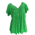 thumbnail image 2 of Oalirro Blouses for Women Fashion 2023 Valentine's Day Gift Women Plus Size Short Sleeves V-Neck Print Blouse Pullover Tops Shirt Green, 2 of 5