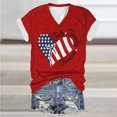 thumbnail image 1 of Fiudx Liquidación de Ofertas Flash Top de Manga Corta con Cuello En V Estampado Del Día de La Independencia para Mujer Top/Camisa de Manga Corta con Cuello En V, 1 of 3