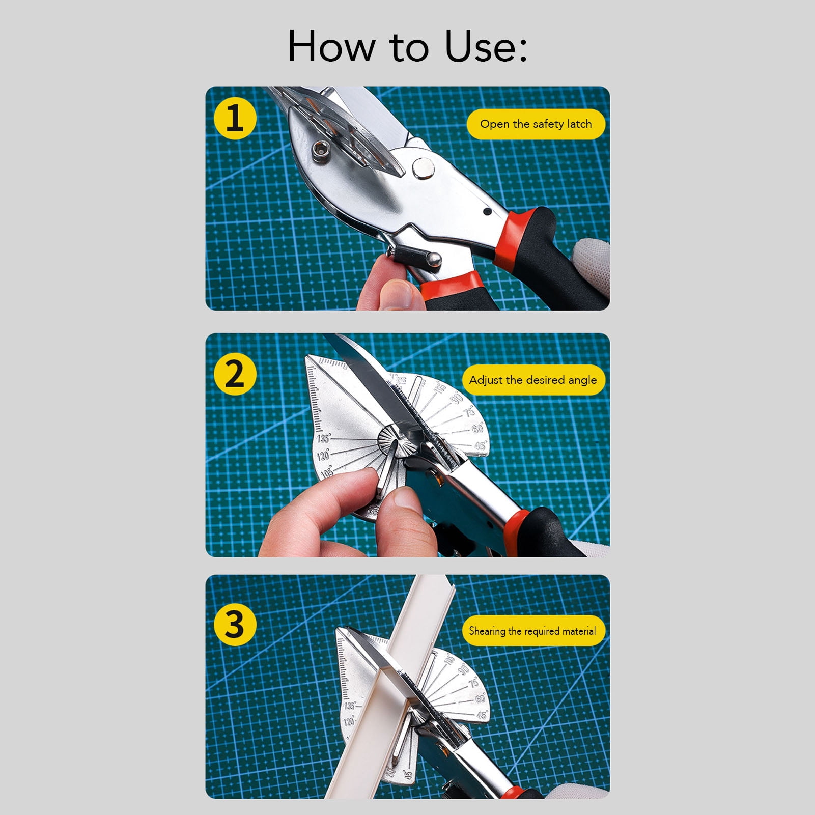 YAHHU Miter Shears SK5 Blade Multi Angle Adjustable Scissors for Soft Wood Wire Trunking Cutters