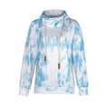 thumbnail image 6 of Fesfesfes Women Hooded Tie-Dyed Print Long Sleeve Pocket Loose Sweatshirt Hood Pullover Top Tops on, 6 of 9