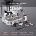 thumbnail image 4 of Stainless Steel Espresso Machine - 15 Bar Coffee Maker with Grinder Milk Frother and 2.5L Water Tank for Home and Office - Silver, 4 of 6